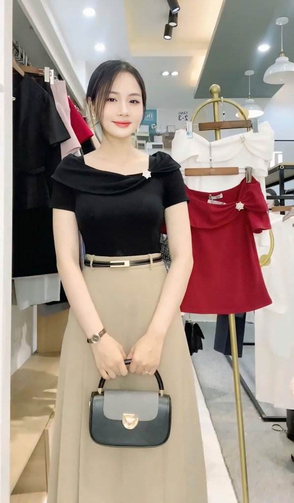 Áo Thun Vai Chùm Nhún Trẻ Trung, Nữ Tính Vải Mềm Mịn NKAT2502006 ( Ko kèm QU/CV/PK)