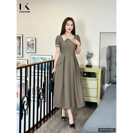 Đầm Phối Cổ Lady Nữ Tính Vải Mềm Mịn NKDV2411008 ( Ko kèm PK)