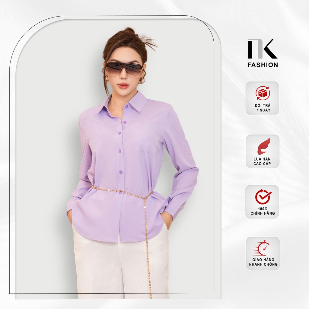 NK FASHION Áo Sơ Mi Dáng Rộng Cổ Đức NKSM2305008