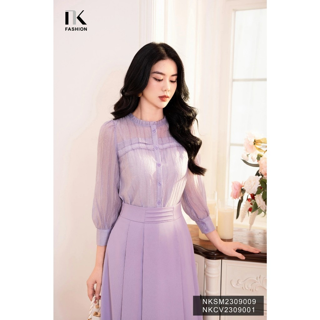 Áo Sơ Mi Xếp Ngực Cổ Xếp Bèo Tiểu Thư, Dễ Thương NKSM2309009