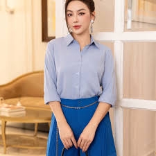 NK FASHION Áo Sơ Mi Dáng Rộng Cổ Đức NKSM2305008