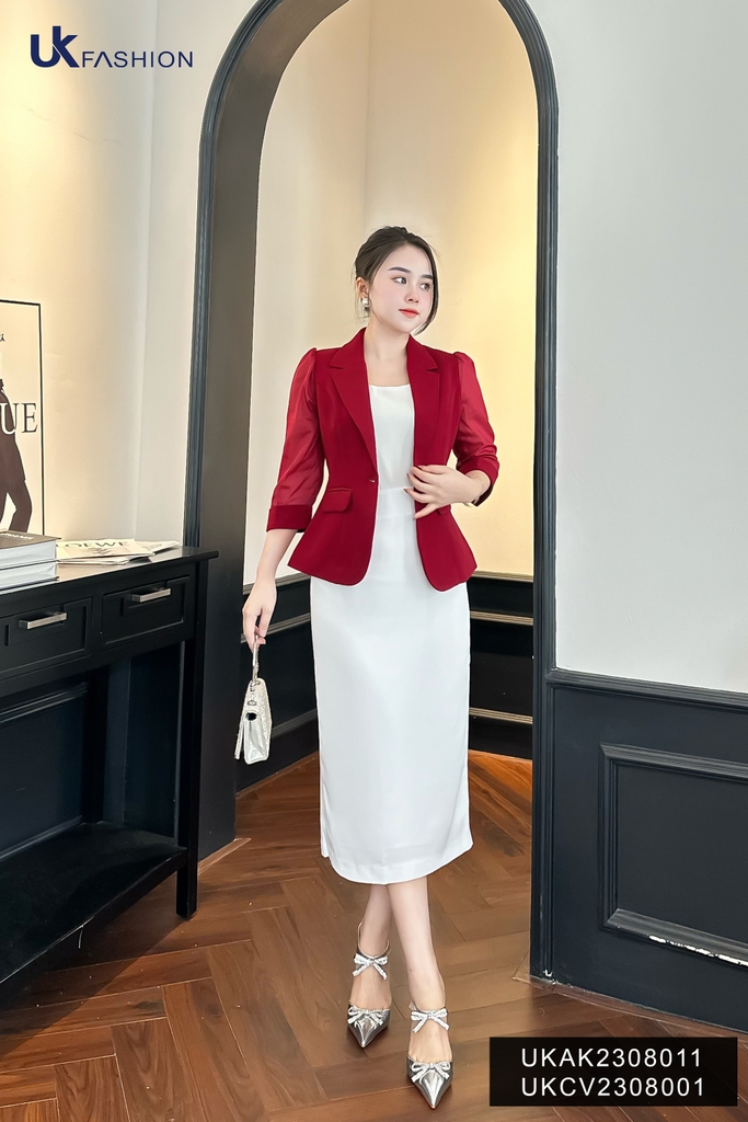 Áo Vest 1 Lớp Phối Tay Lỡ UKAK2308011 NK Fashion Thời Trang Công Sở Nữ, Sạng Trọng Chất Liệu Cao Cấp, Lên Form Đứng Dáng