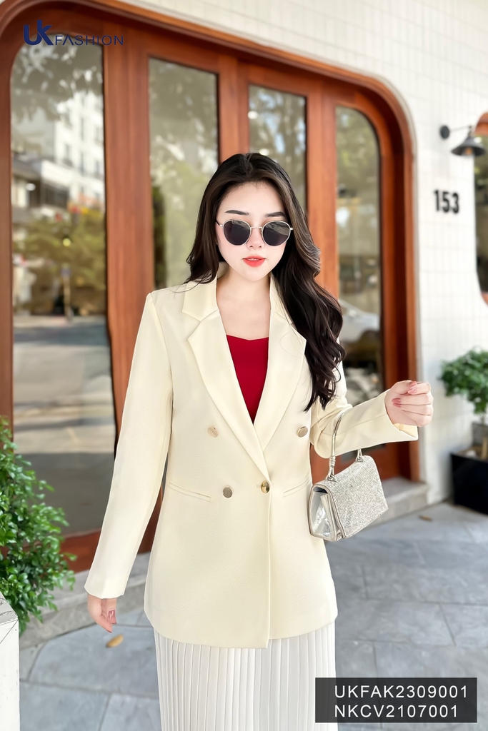 Vest 2 lớp 4 cúc đóng UK Fashion Trendy, Kiểu Dáng Basic, thời trang cao cấp Hàn Quốc UKFAK2309001