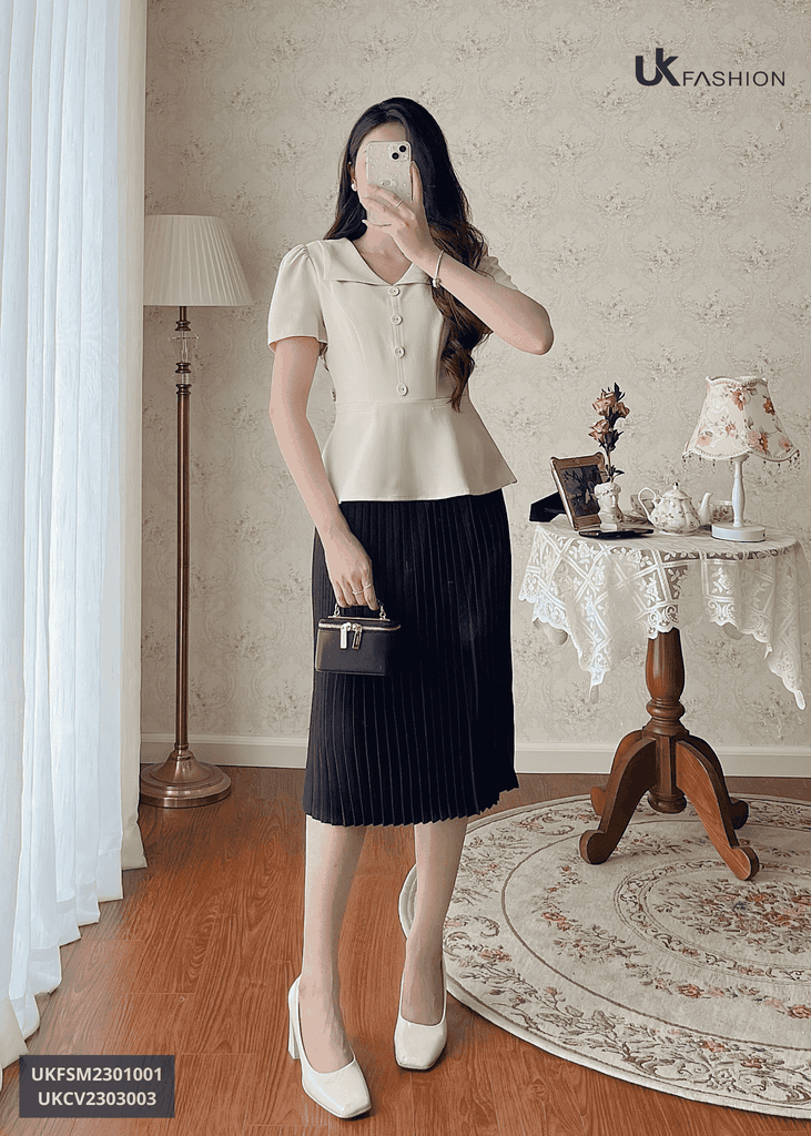 Áo Sơ Mi NK Fashion Thiết Kế Trẻ Trung Thanh Lịch Eo Xòe Chất Vải Mềm Mịn Thoáng Mát UKFSM2301001