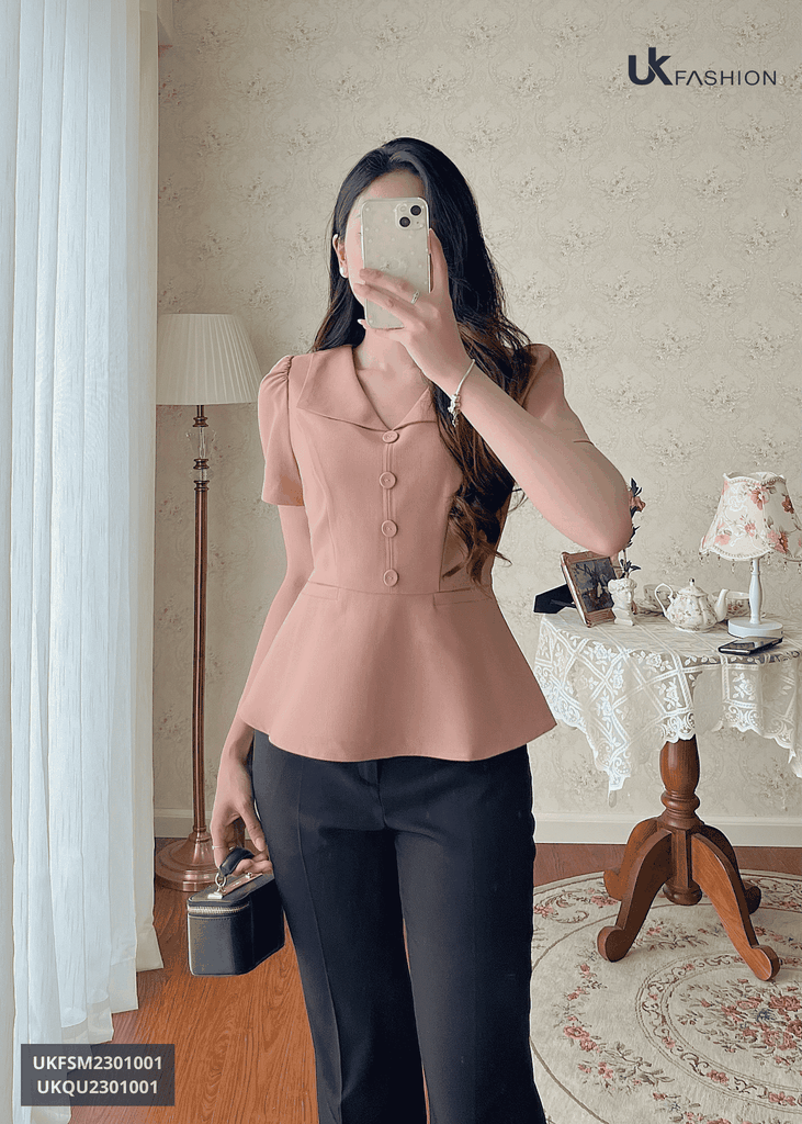 Áo Sơ Mi NK Fashion Thiết Kế Trẻ Trung Thanh Lịch Eo Xòe Chất Vải Mềm Mịn Thoáng Mát UKFSM2301001