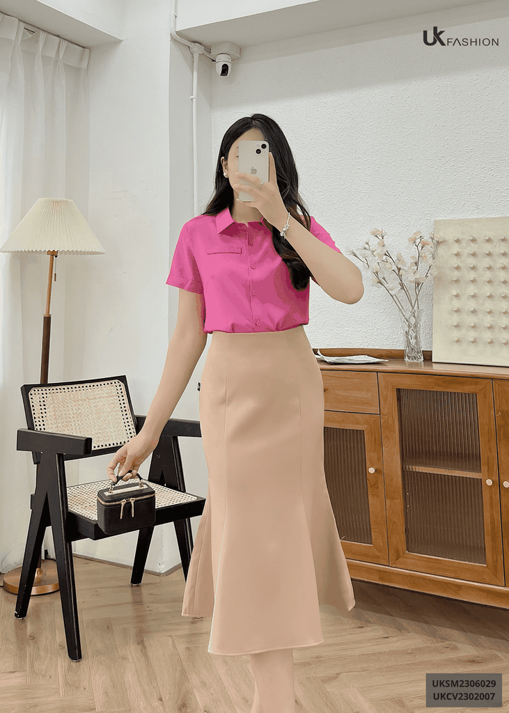 Áo Sơ Mi Croptop Đuôi Tôm UK Fashion Chất Liệu Cao Cấp, Siêu mềm mại, Thoáng Mát UKSM2306029