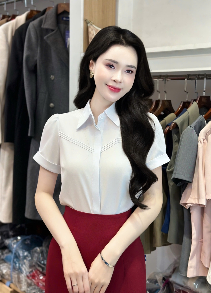 Sơ mi chéo ngực cổ đức cơ bản, dễ mặc, dễ phối đồ UKSM2501003 ( Ko kèm CV/ Quần + Phụ kiện)