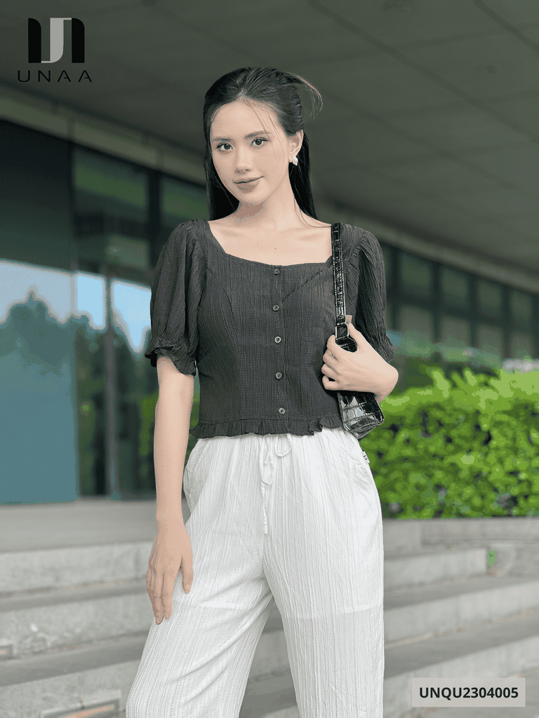 Quần ống rộng nữ ống xuông cạp chun thời trang Unaa Fashion cực trendy, hack dáng UNQU2304005