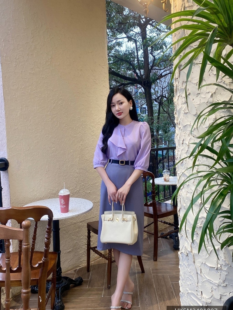 Áo Sơ mi cổ tàu bèo lệch UK Fashion chất liệu lụa cao cấp, chống nhăn, vải mềm mát, thời trang công sở nữ UKSM2401007