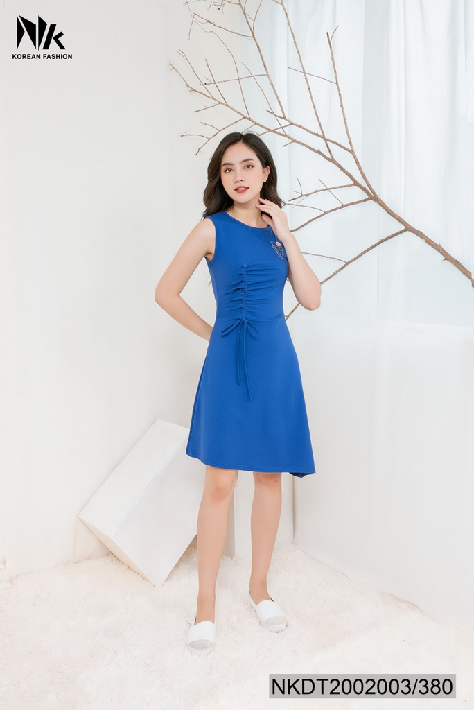 Đầm Thun Rút Eo Thêu Hoa Thoải Mái, Nữ Tính NKDT2002003