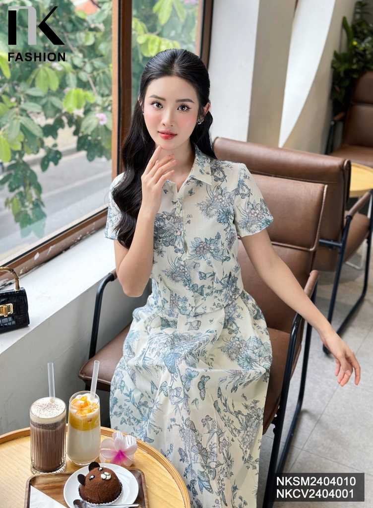 NK Fashion Chân Váy Xoè In Hoa Dior Nhẹ Nhàng, Sang Chảnh NKCV2404001 ( Không kèm áo)