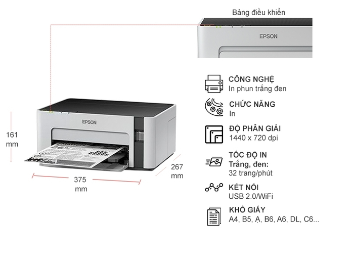 Máy in phun trắng đen Epson M1120