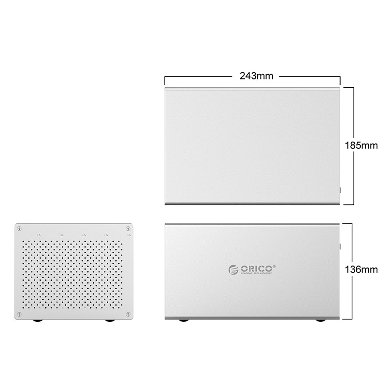 Hộp ổ cứng 5 khay 3.5'' ORICO WS500U3-SV (Bạc)  SATA 3 USB 3.0 Type B - Tốc độ 5Gbps