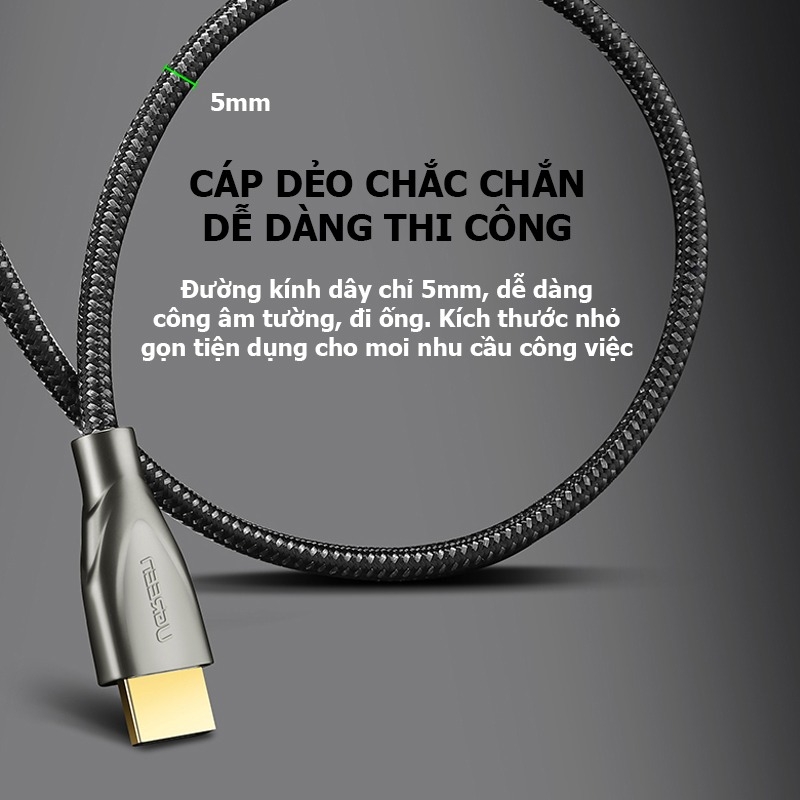 Cáp HDMI 2.0 Dài 2M Carbon Ugreen 50108 Hỗ Trợ 3D 4K60Hz