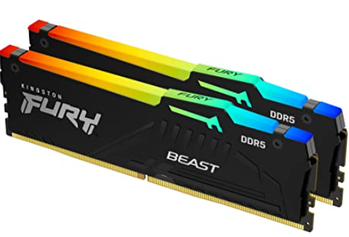 Kingston Technology Fury Beast RGB 32GB (2x16GB) 5600MT/s DDR5 CL36 Desktop Memory KF556C36BBEAK2-32