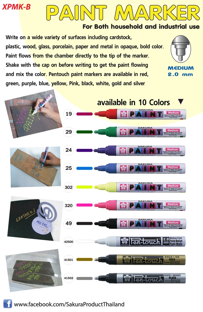 Bút sơn dầu đánh dấu công nghiệp nhiều màu sắc Sakura Paint Marker Medium Point - Ngòi 2.0mm