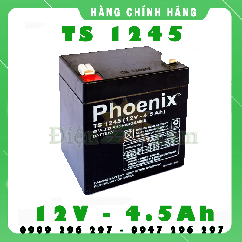 ẮC QUY KÍN KHÍ PHOENIX 12V-4,5Ah (TS1245)