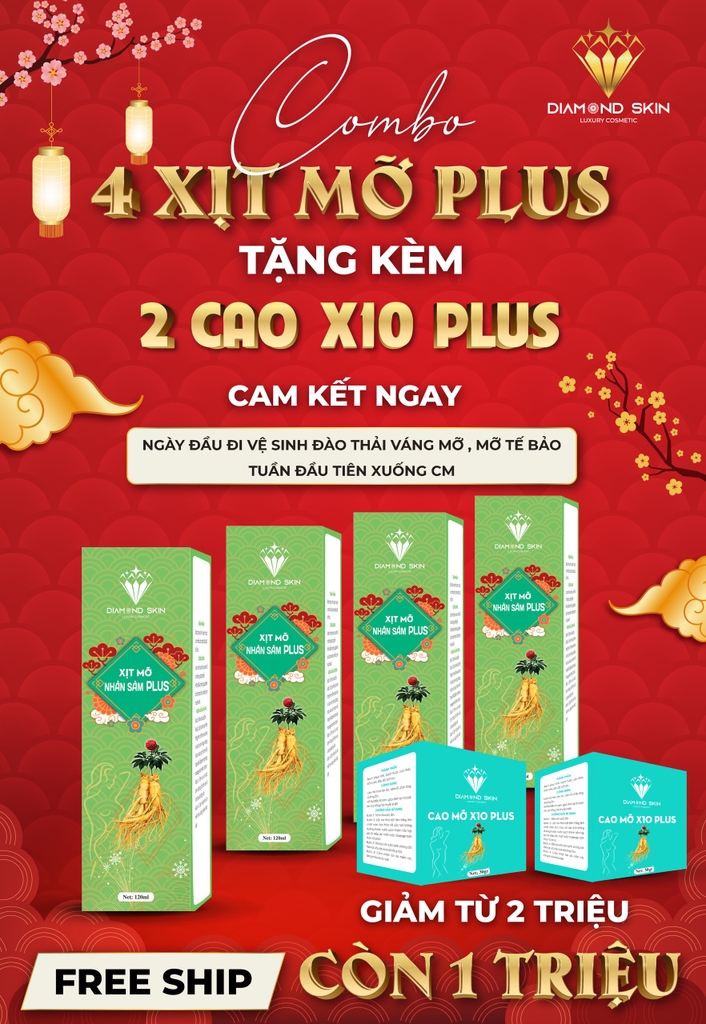 XỊT HỦY MỠ NHÂN SÂM PLUS HỒNG GẤM MẪU MỚI