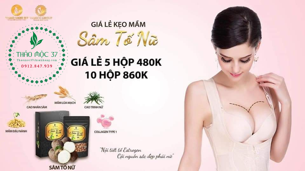 KẸO MẦM SÂM TỐ NỮ PLUS (THẢO MỘC 37)