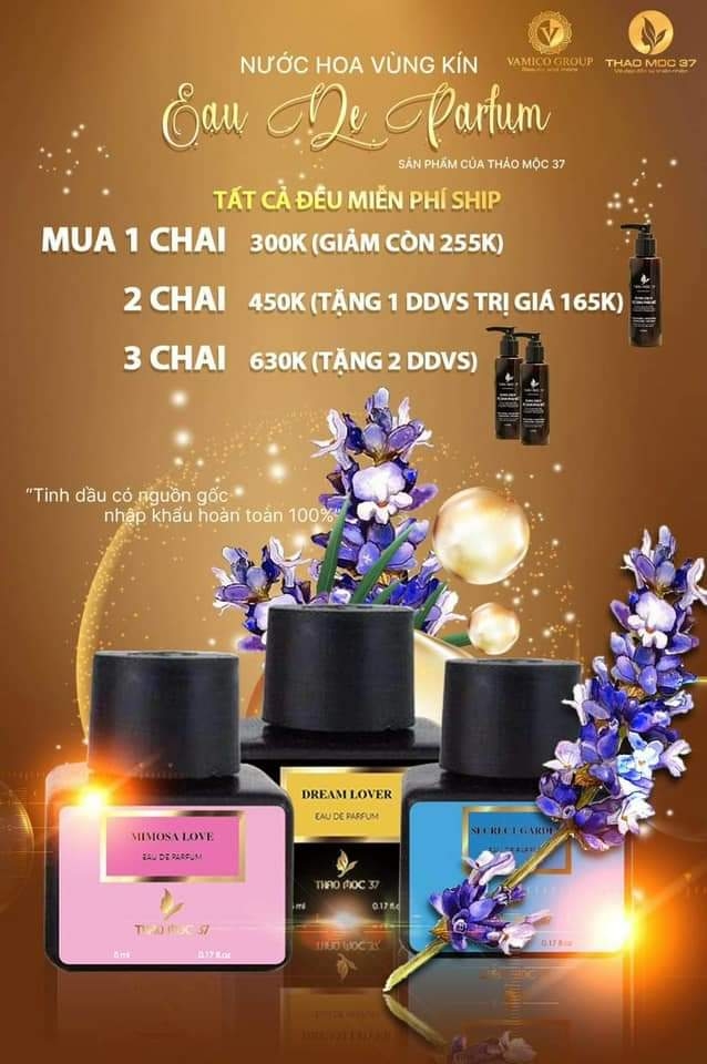 COMBO 3 NƯỚC HOA VÙNG KÍN THẢO MỘC 37 TẶNG 2 DUNG DỊCH VỆ SINH