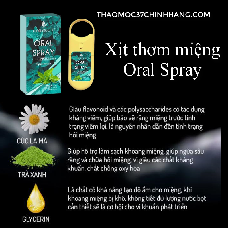 XỊT THƠM MIỆNG THẢO MỘC 37 - ORAL STRAY (Vị Bạc Hà)