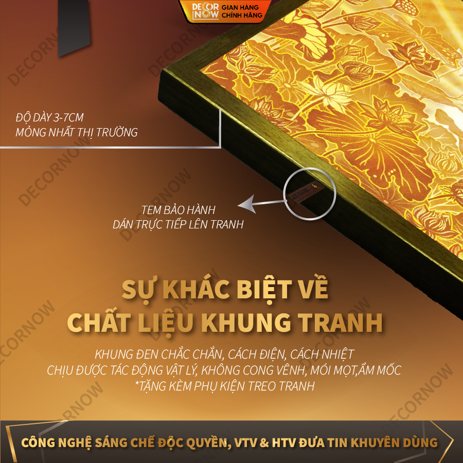 Tranh Trúc Chỉ Ngang In Hoa Sen DECORNOW DCN-TC98