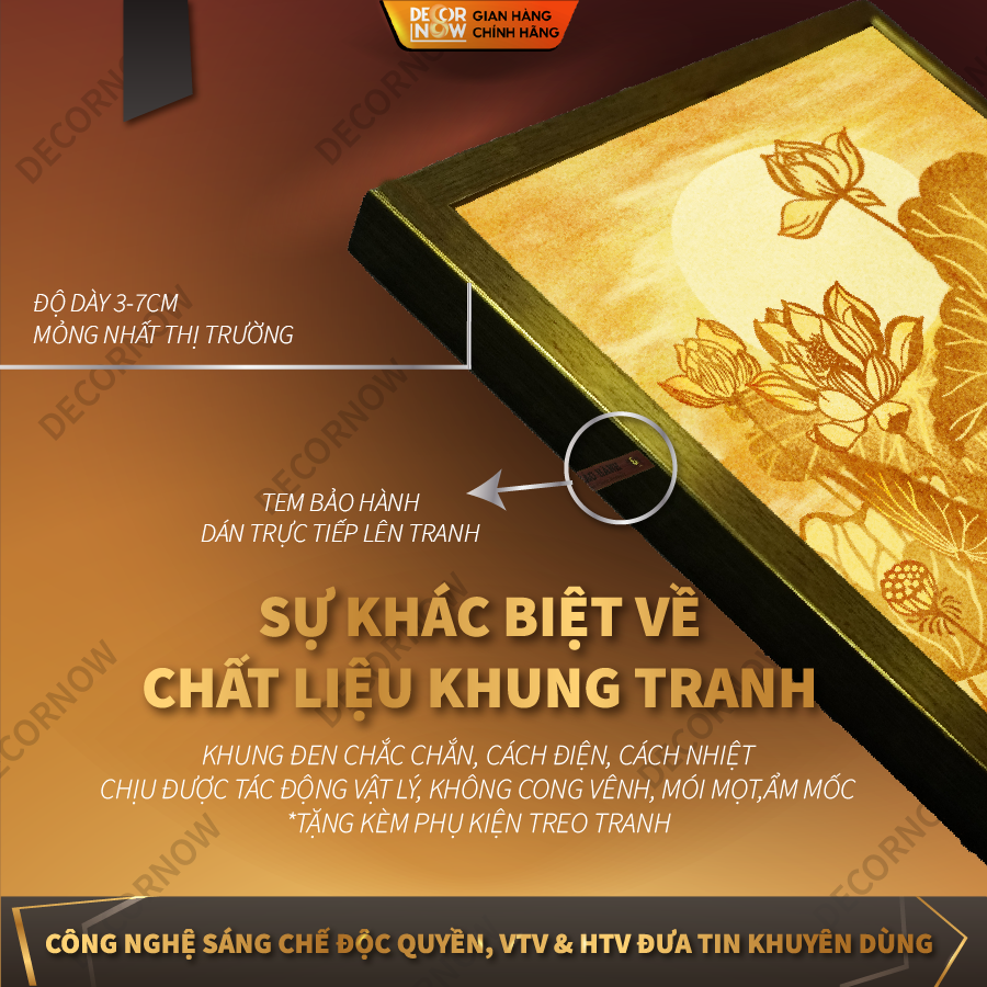 Tranh Trúc Chỉ Đứng In Hoa Sen DECORNOW DCN-TC72