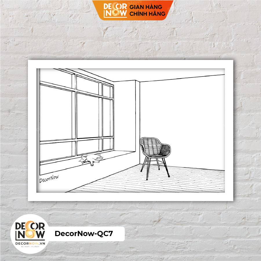 Đèn Ngủ Để Bàn Tranh Quang Chiếu, Mèo Trắng Nằm Chill Bên Cửa Sổ DECORNOW DCN-QC7