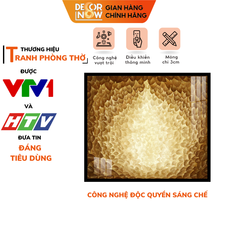Tranh Trúc Chỉ In Ngang Họa Tiết Lá Bồ Đề DecorNow TC381