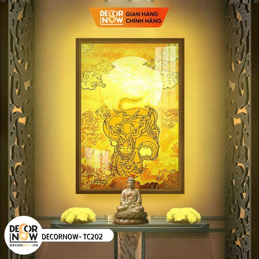 Tranh Trúc Chỉ Đứng In Rồng Bay DECORNOW DCN-TC202