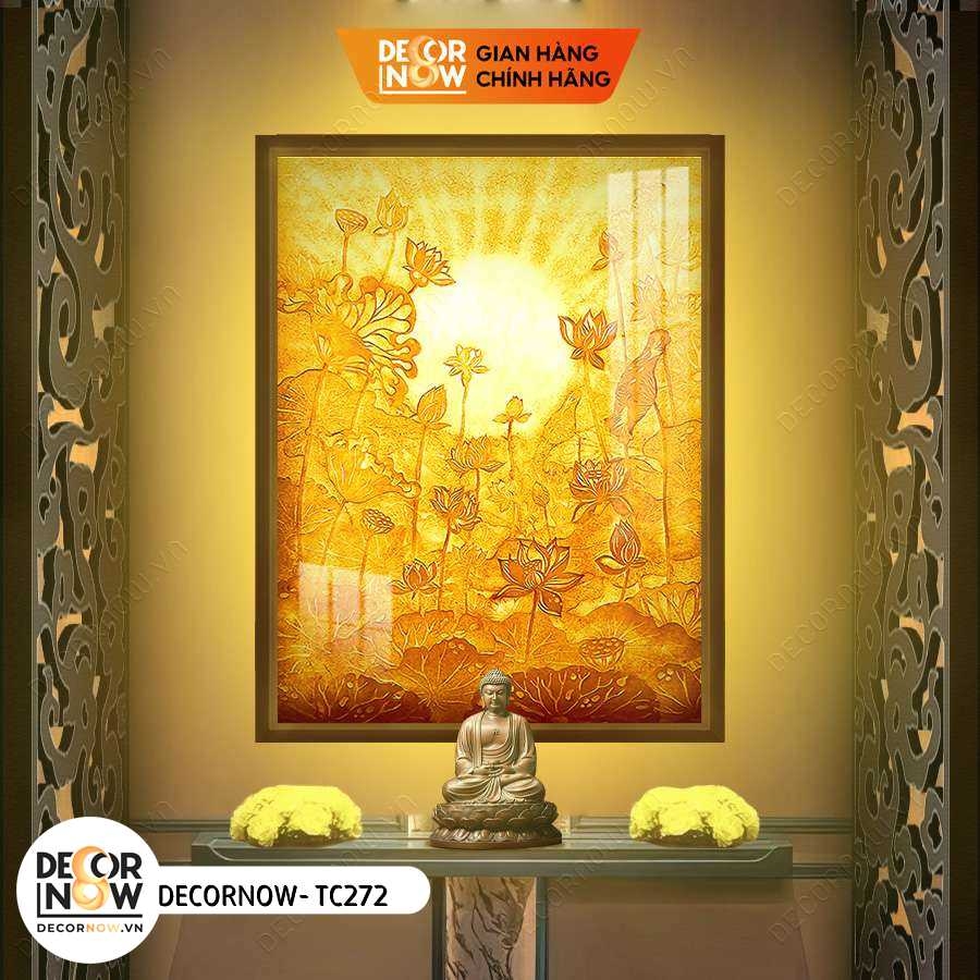 Tranh Trúc Chỉ Đứng In Hoa Sen DECORNOW DCN-TC272