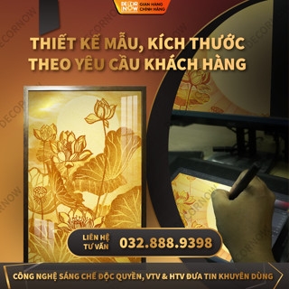 Tranh Trúc Chỉ Đứng In Hoa Sen DECORNOW DCN-TC71