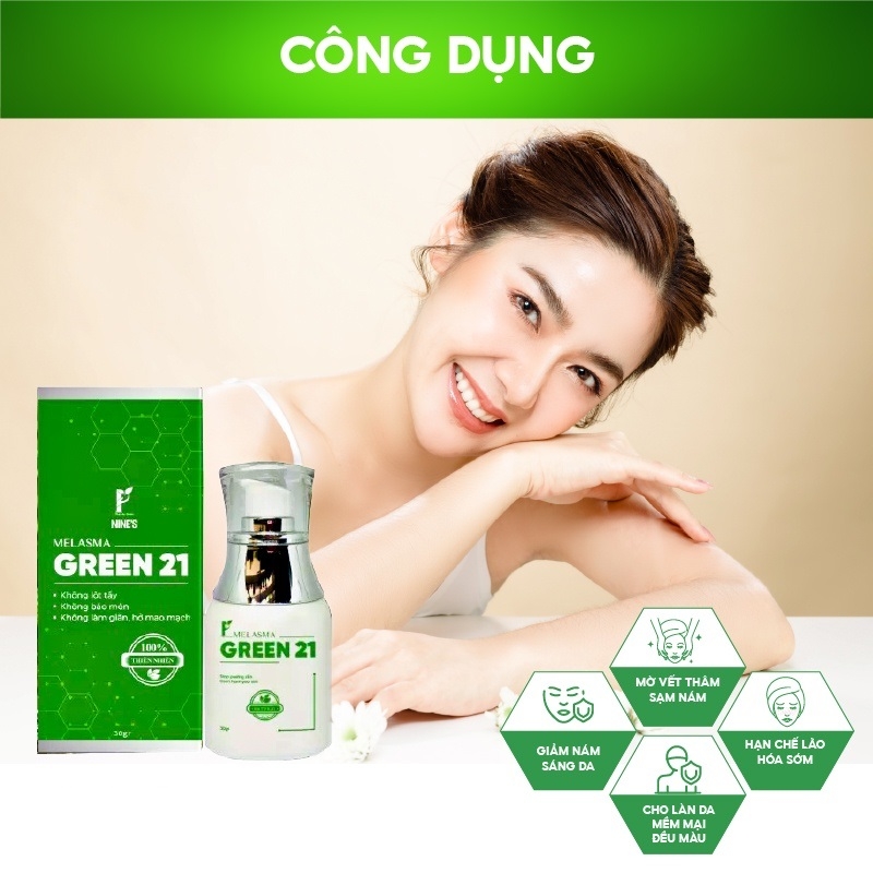 Melasma Green 21 Hỗ trợ trị nám hiệu quả công nghệ thủy phân đa tầng sắc tố tiên tiến từ Nhật Bản