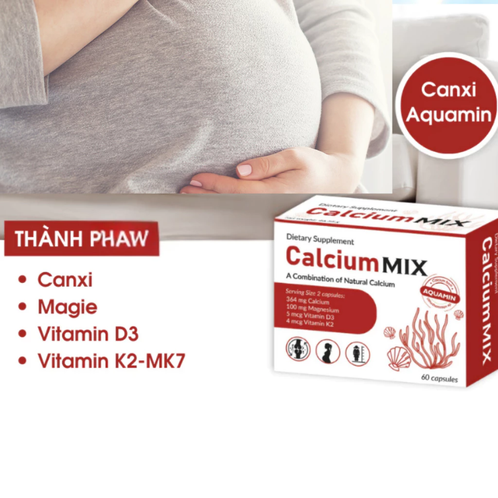 Viên Uống Calcium MIX - Canxi Hữu Cơ Aquamin, Bổ Sung Canxi Giúp Xương Răng Chắc Khoẻ, Giảm Nguy Cơ Loãng Xương