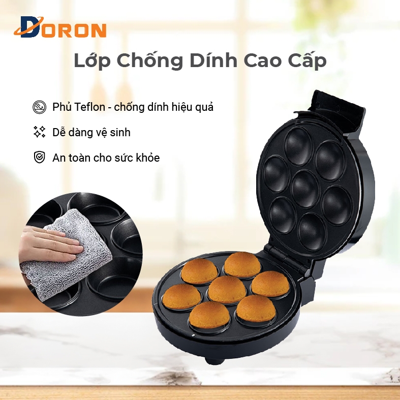 Máy làm bánh bông lan trứng DORON  DR-166 750W 7 lỗ bánh