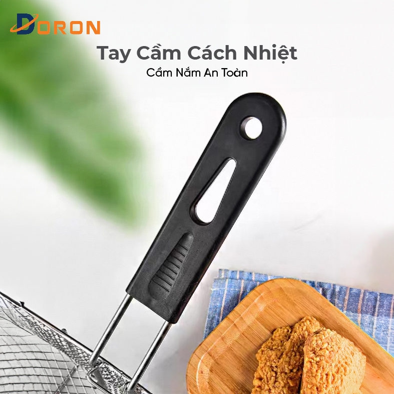 Rổ chiên nhúng điện, vợt chiên DORON chất liệu inox dày dặn chắc chắn