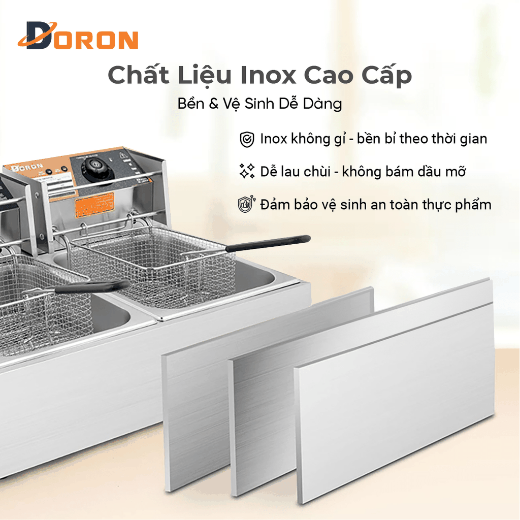 Bếp chiên nhúng điện 12L đôi DORON 5000W nhiệt độ cao, sôi cực nhanh