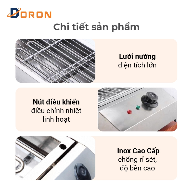 Bếp nướng BBQ điện công nghiệp DORON_169 không khói, nướng hải sản, thịt xiên