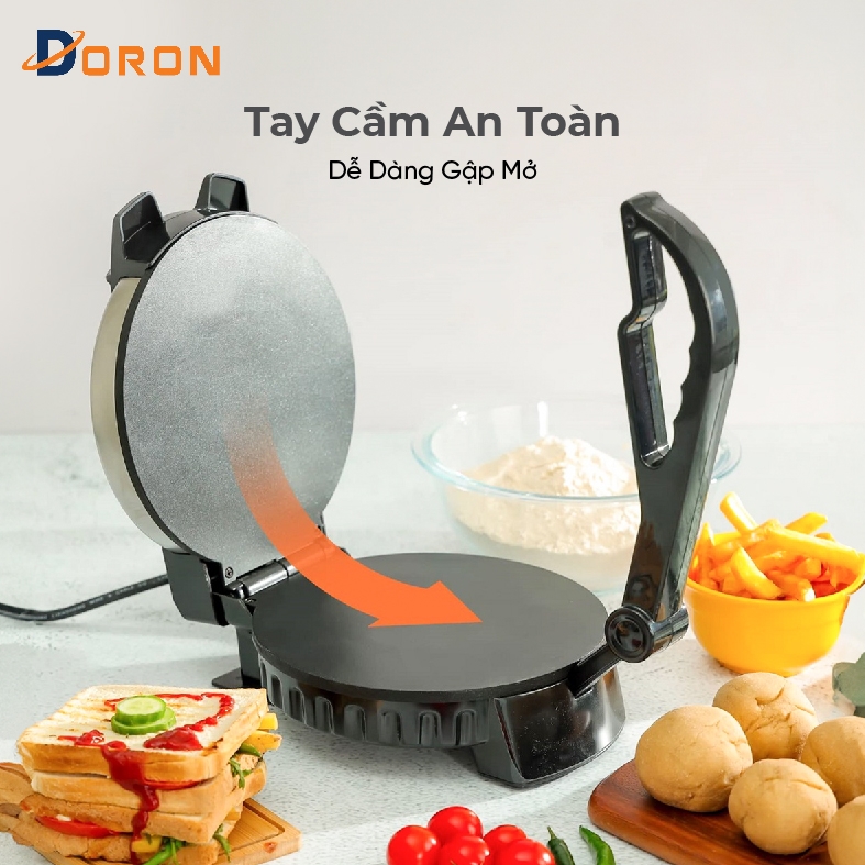 Máy làm bánh kếp mặt trơn DORON_165,  1500W nướng bánh pancake, crepe