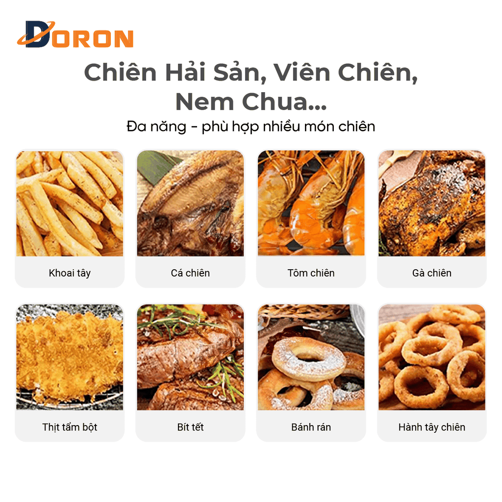 Bếp chiên nhúng điện 12L đôi DORON 5000W nhiệt độ cao, sôi cực nhanh