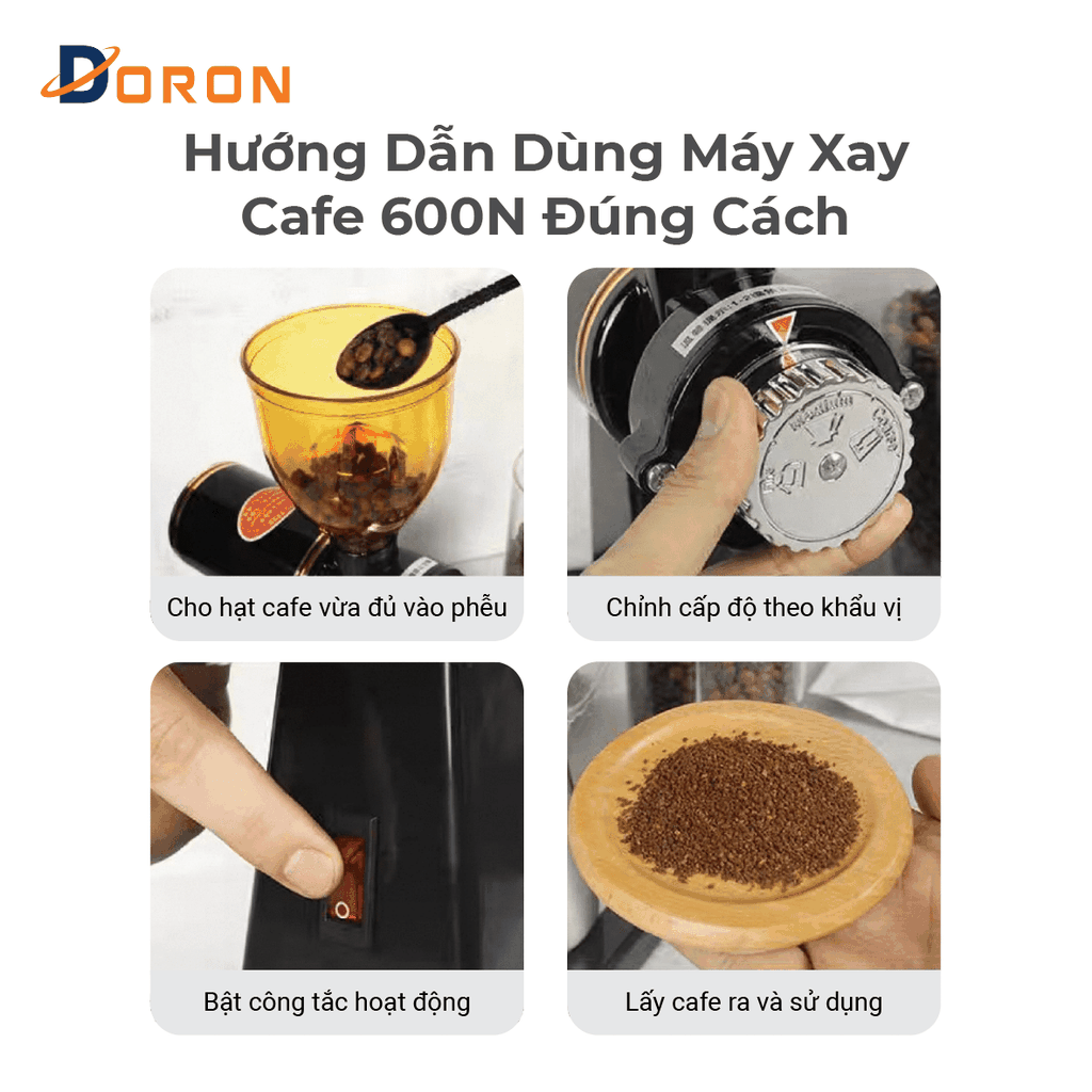 Máy xay cà phê hạt DORON_173,  nghiền cafe 8 cấp độ siêu mịn