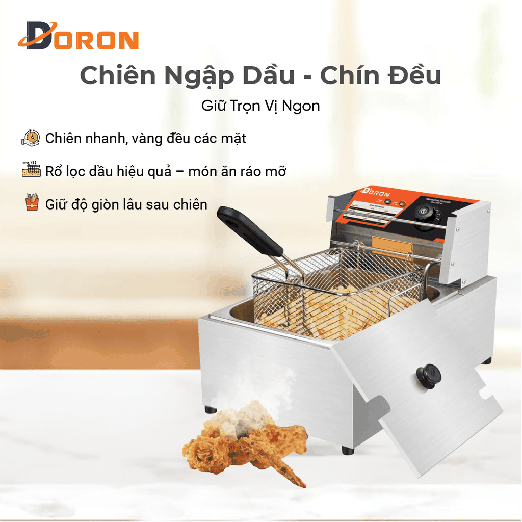 Bếp chiên nhúng điện 6L đơn DORON 2500W nhiệt độ cao, sôi cực nhanh