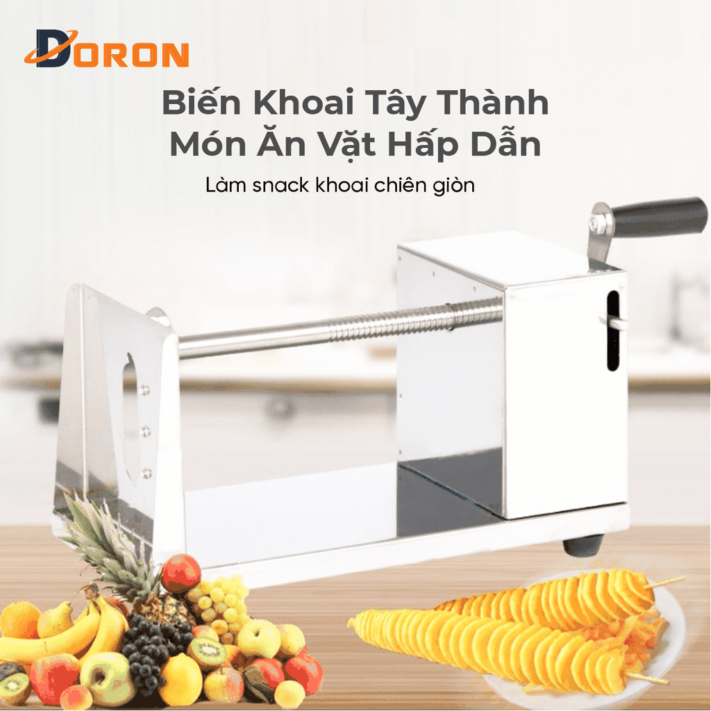 Máy cắt lốc xoáy khoai tây DORON inox không rỉ, sạch sẽ, tiện lợi