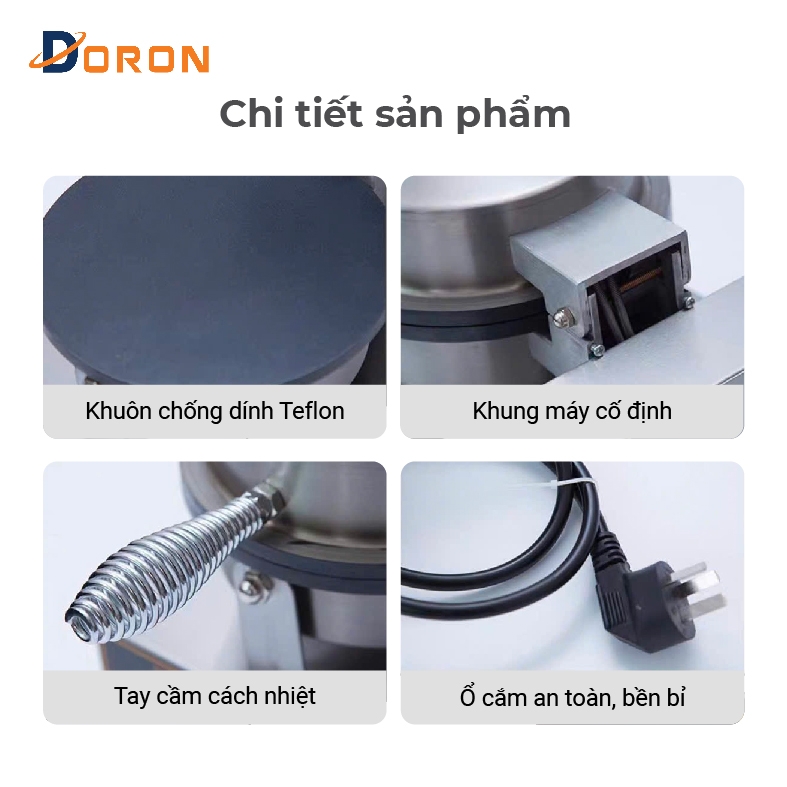 Máy làm bánh tráng công nghiệp DORON 2 mặt trơn, làm bánh quế cuộn công nghiệp