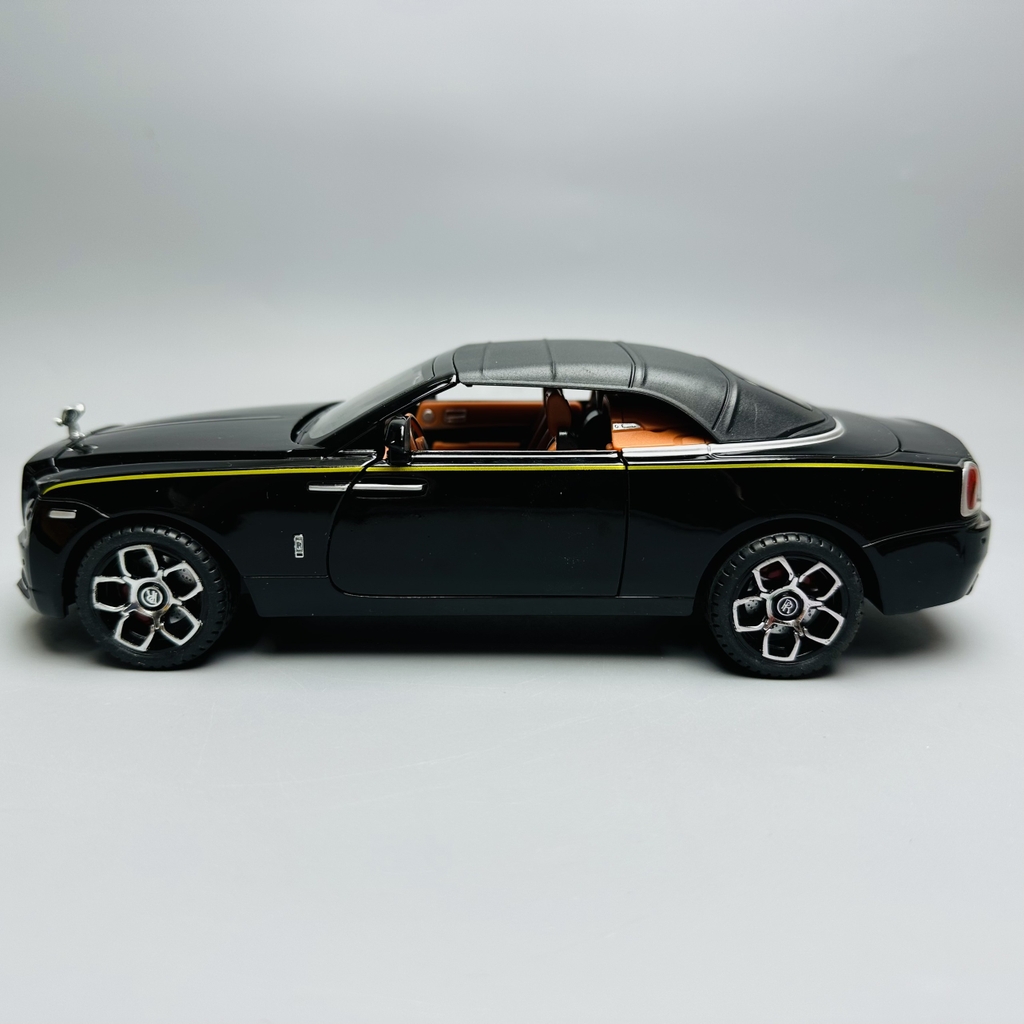 Mô Hình Xe Roll royce đen 1.24 Hợp kim có thể mở cửa - bánh sau chạy cót - Có tiếng  đèn pha sáng - Dài 22cm - rộng 9.5cm - cao 6.5cm - nặng ~ 1200gram - FULL BOX : box màu SKU : oto167 - K65-T5-S9