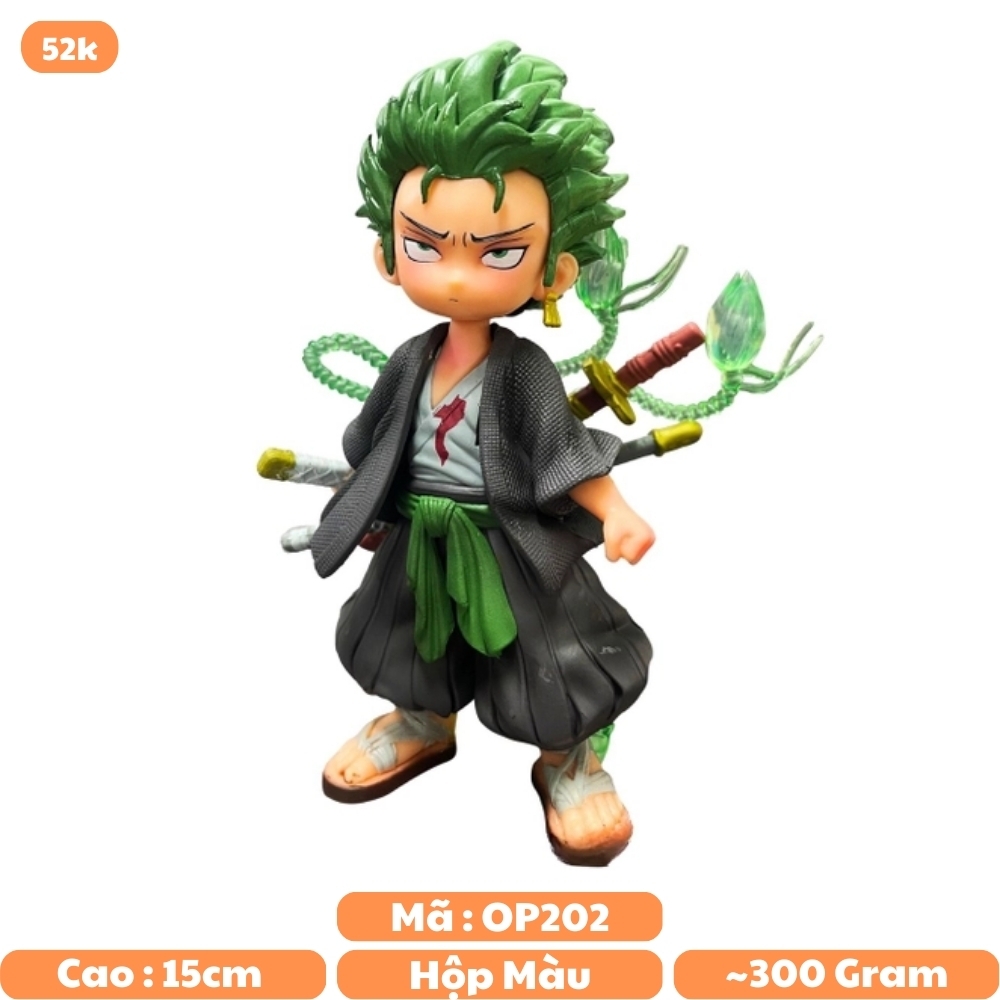 Mô Hình OnePiece Zoro AI chibi - cao 15cm - nặng 300gram - No box - Figure One Piece K18-T2-S10