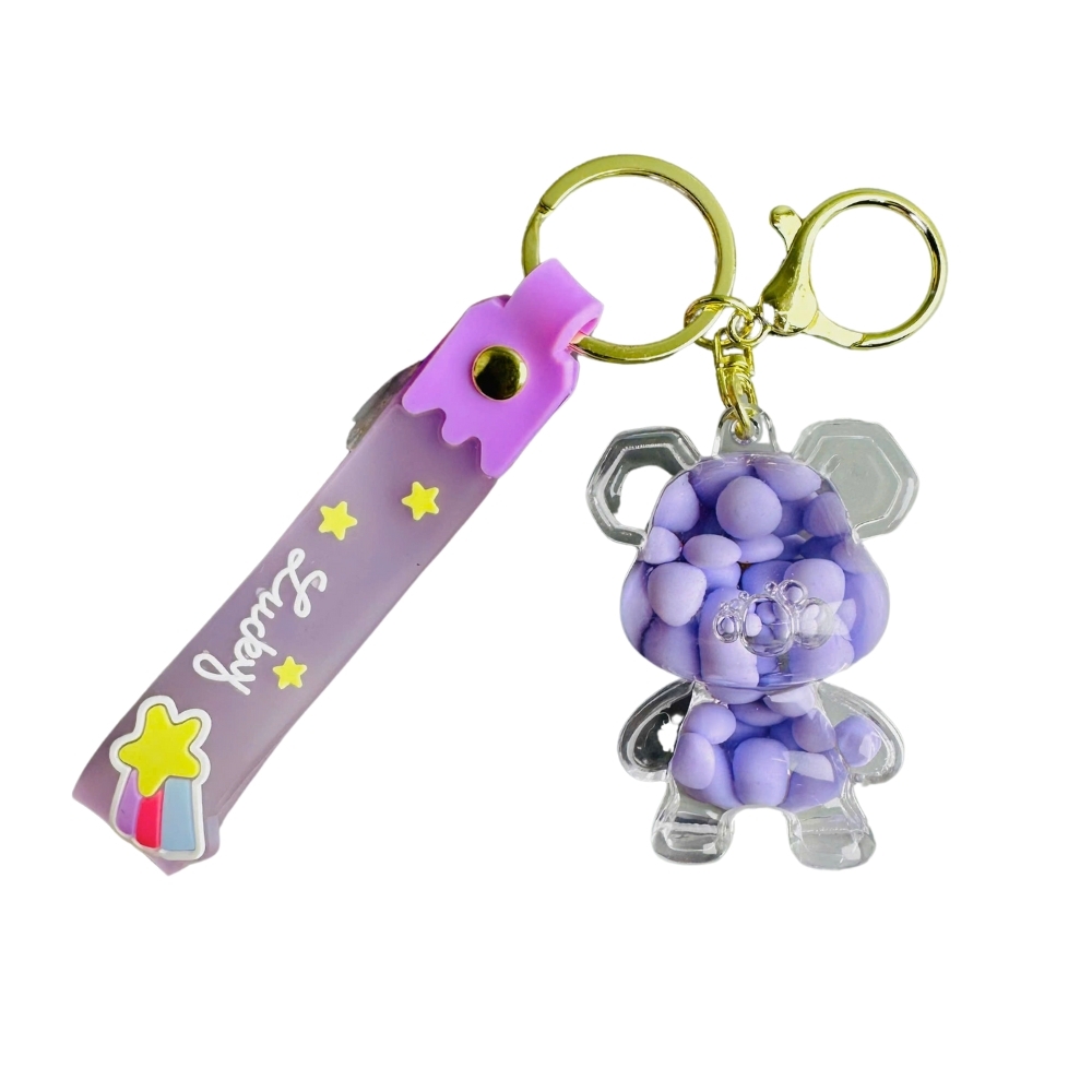 Móc khoá gấu tím - Dây móc dài : 10.5cm - Mô Hình Cao : 4cm dài 7cm - Nặng : 50gram - No Box : bọc túi OPP N3-K17-T6-S3