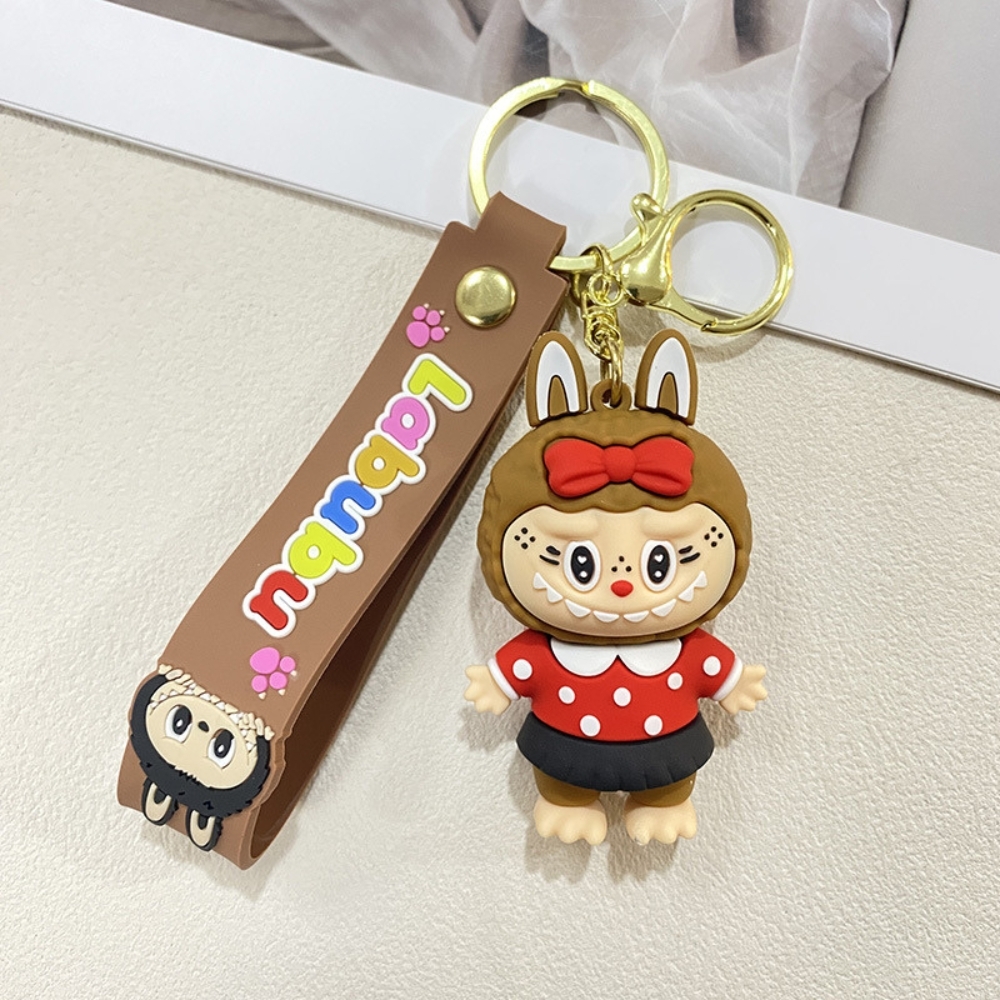 Móc Khóa labubu nâu áo đỏ - Dây móc dài : 10cm - Mô Hình Cao : 6cm - Nặng : 50gram - No Box : bọc túi OPP K76-T2-S3
