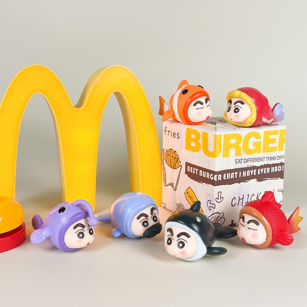 Mô Hình bộ 6 Shin bút chì cosplay cá - Cao 4.5cm - nặng 300gram - Figure Cậu Bé Bút Chì - bọc túi OPP - Hộp Màu - HM57 -K14-T1-S4