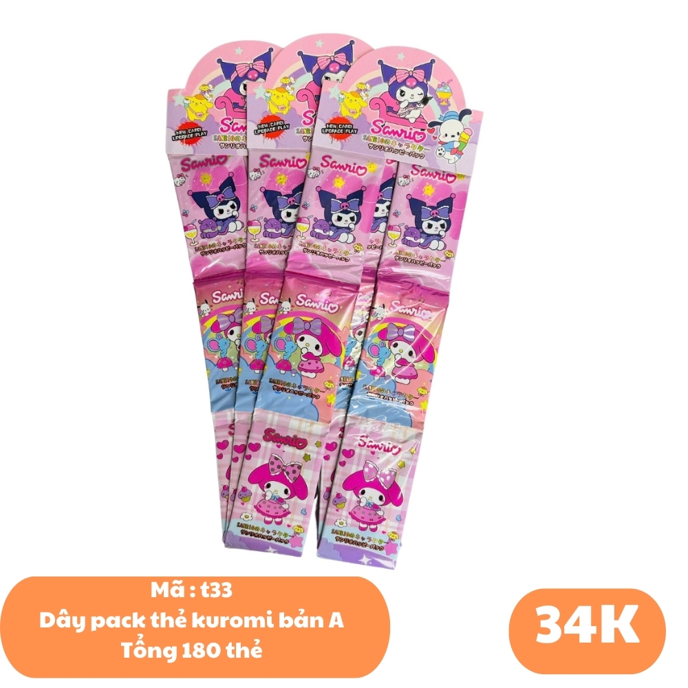 Dây pack thẻ kuromi bản A - 1 túi có 3 dây - 1 dây có 12 pack - 1 pack có 5 thẻ - K30-T2-S11